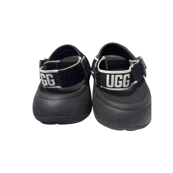 UGG Womens Size 6 Black Rubber Slide Sandals With Elastic Logo Straps For Comfor - Picture 4 of 7
